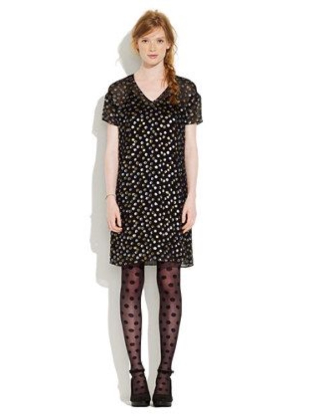 Madewell Broadway & Broome Metallic Polka-dot Shift Dress